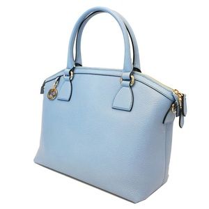 Authentic Gucci GG Charm Blue Leather Medium Bag